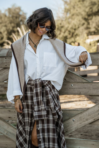 Écharpe TRIANGLE bi-colore beige&chocolat