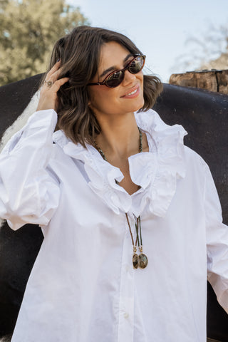 Chemise blanche col ondulé