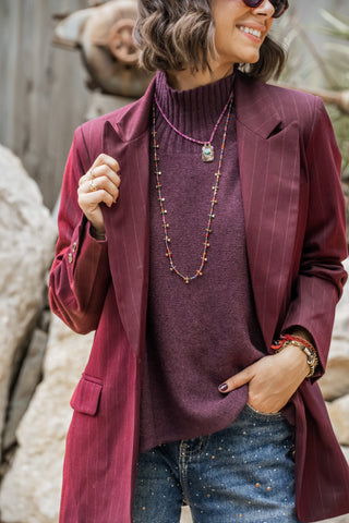 Blazer RAYÉ bordeaux