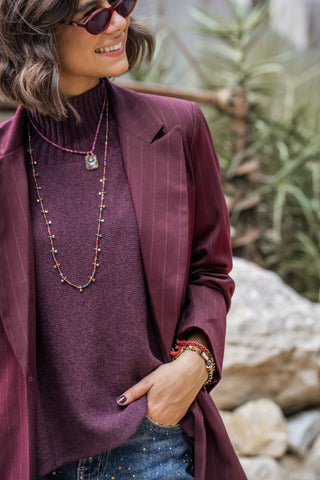 Blazer RAYÉ bordeaux