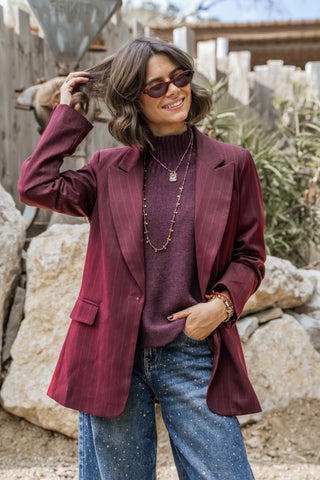 Blazer RAYÉ bordeaux