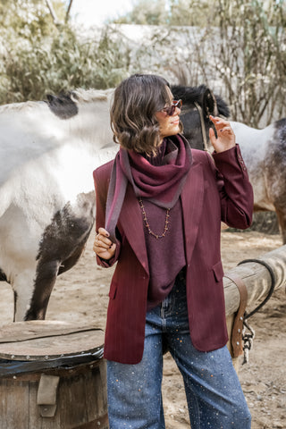 Blazer RAYÉ bordeaux