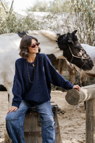 Pull COUTURE manches longues marine