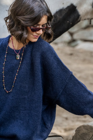 Pull COUTURE manches longues marine