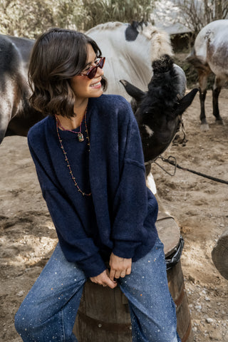 Pull COUTURE manches longues marine