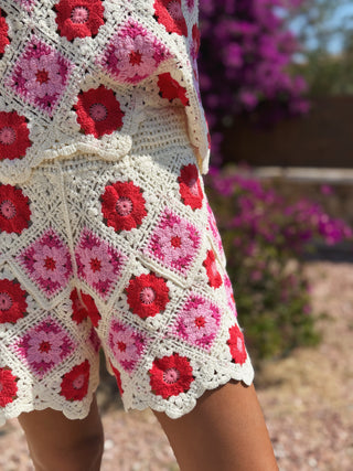 Ensemble CROCHET rose&rouge