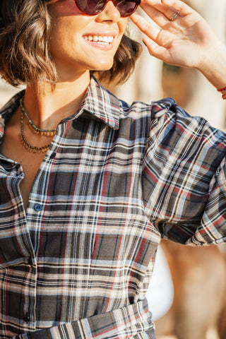 Chemise à carreaux&ceinture franges