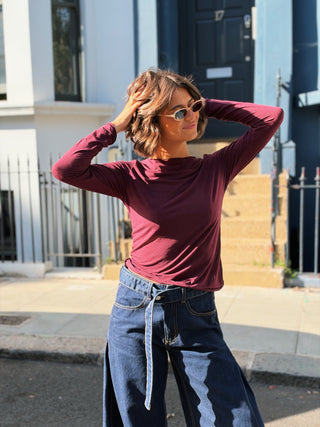 Sous pull BASIC avec du cachemire - bordeaux