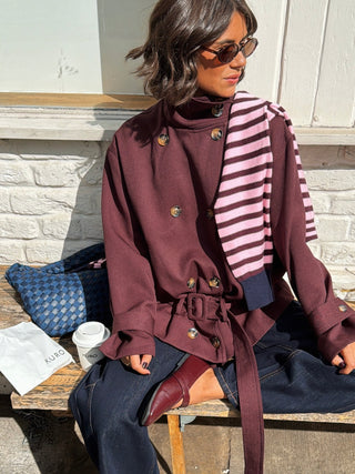 Gilet rayé prune&rose