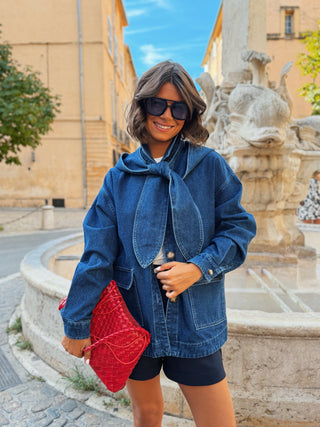 Veste en jean à capuche amovible
