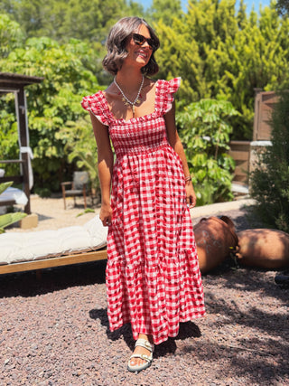 Robe longue VICHY rouge