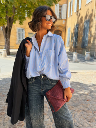 Chemise SANDRO rayé bleu ciel