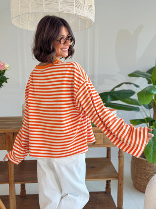 Tee-shirt MARINIÈRE orange&blanc