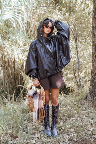 Veste avec sa capuche ANNA marron