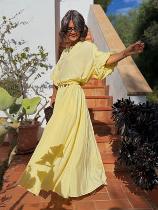 Jupe ALBA jaune en coton & soie