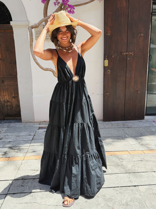 Robe en coton SOLEIL noir