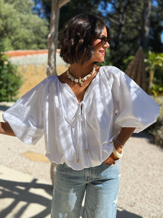 Blouse oversize AVA blanc