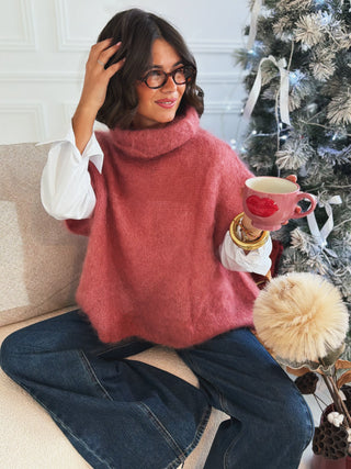 Pull sans manche GINETTE vieux rose