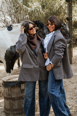 Blazer OVERIZE a carreaux marine&chocolat