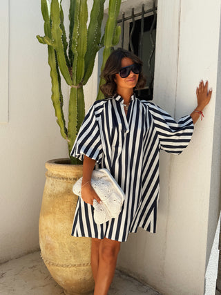 Robe RAYÉE blanc&marine