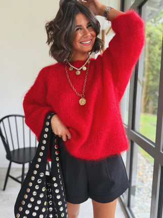 Pull DAN en mohair rouge