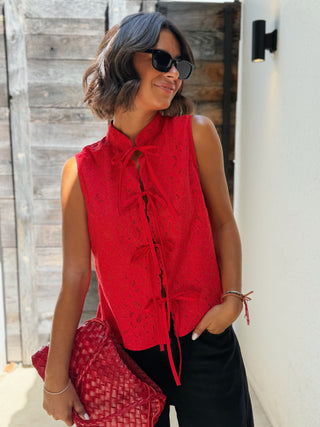 Blouse DENTELLE rouge