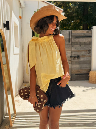 Pochette à POIS chocolat&jaune