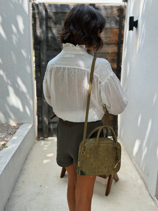 Blouse en voile de coton avec son volant
