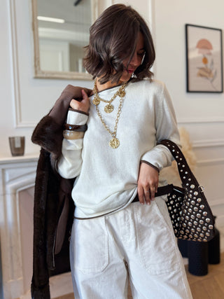 Pantalon barrel VELOURS écru