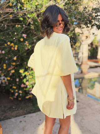 Blazer asymétrique manches courtes jaune