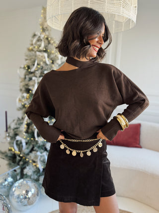 Jupe-short VELOURS chocolat