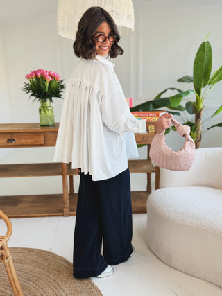 Chemise CHARLOTTE plissée blanche