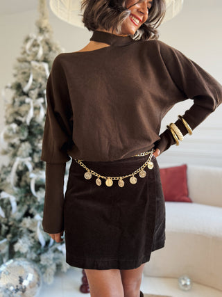 Jupe-short VELOURS chocolat