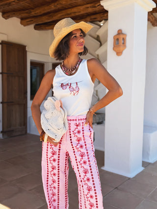 Pantalon broderie rose&rouge