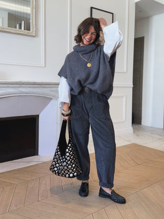 Pantalon barrel VELOURS gris