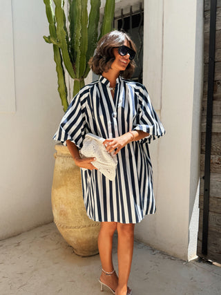 Robe RAYÉE blanc&marine