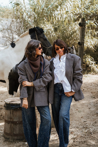 Blazer OVERIZE a carreaux marine&chocolat