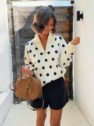 Pull a zip POLKA marine&écru