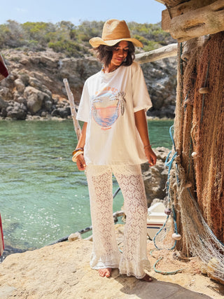 Pantalon DENTELLE à volants blanc