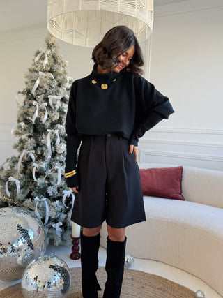 Bermuda à pinces noir