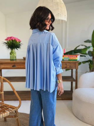 Chemise CHARLOTTE plissée bleu