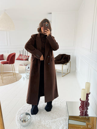 Manteau CHICAGO en laine chocolat