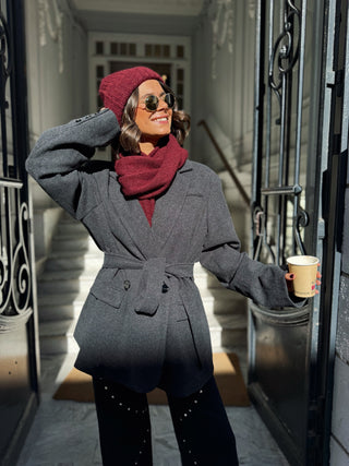 Ensemble BONNET - ÉCHARPE bordeaux (Pré-commande)