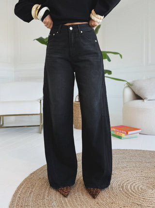 Jean large BARREL noir