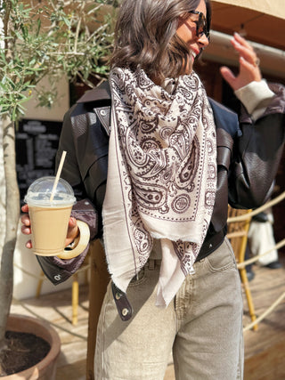 Écharpe BANDANA beige&chocolat