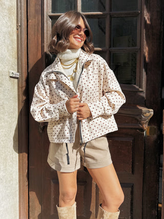 Veste à pois écru&chocolat