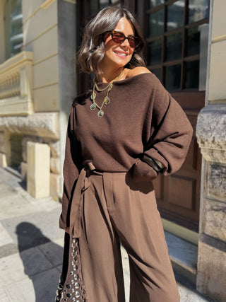 Pull ANNA manches longues chocolat