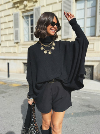 Pull col roulé LOUISE noir