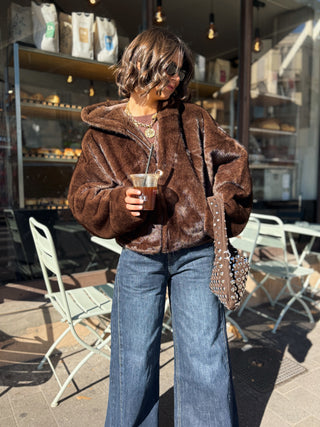 Veste fausse fourrure STELLA avec sa capuche