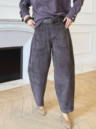 Pantalon barrel VELOURS marron